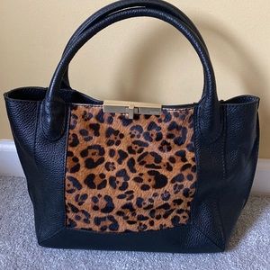 Black Leather and Leopard bag